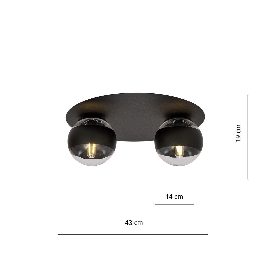 Plafoniera SOLAR 2 neagra cu dungi