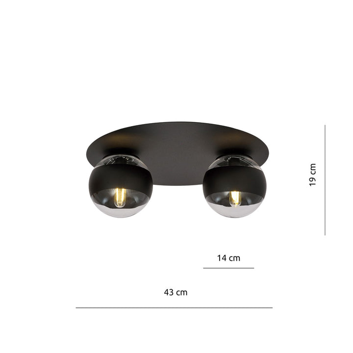 Plafoniera SOLAR 2 neagra cu dungi