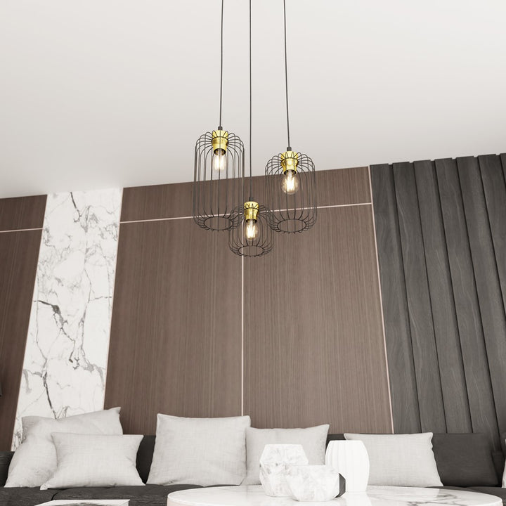Lustra suspendata VANDER 3PREM neagra cu auriu
