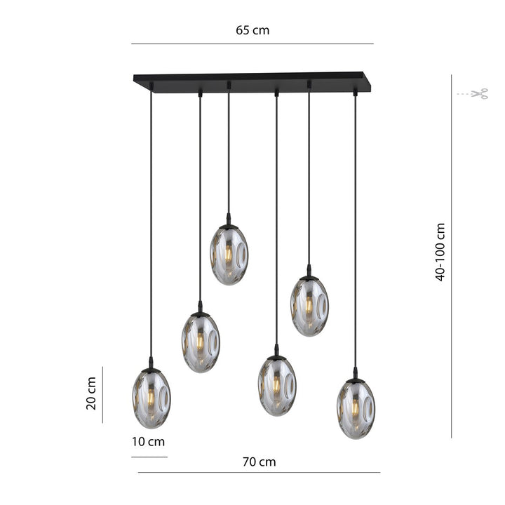Lustra suspendata ASTRAL 6 neagra GRAFIT