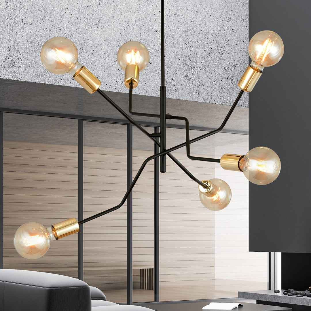 Lustra BOLT 6 neagra cu auriu