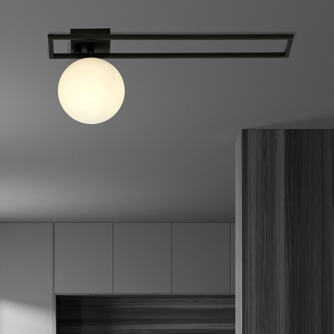 Plafoniera IMAGO 1C neagra cu abajur opal
