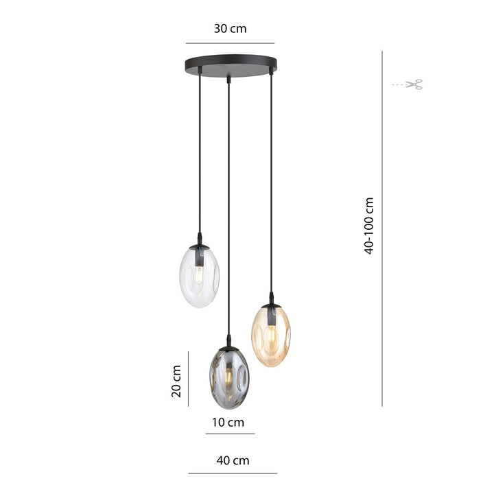 Lustra suspendata ASTRAL 3 neagra PREMIUM MIX