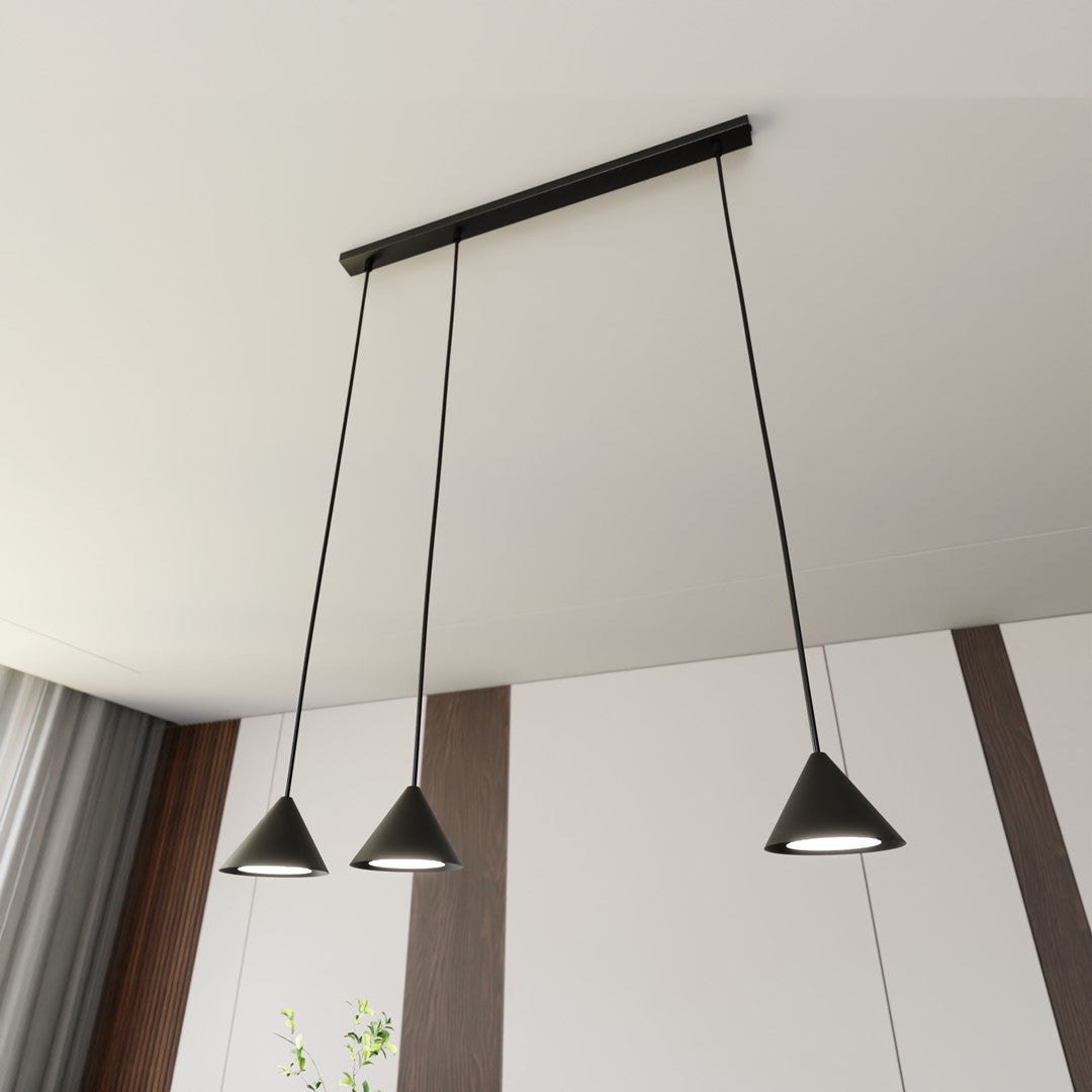 Lustra suspendata cu abajur conic ELIT 3 neagra