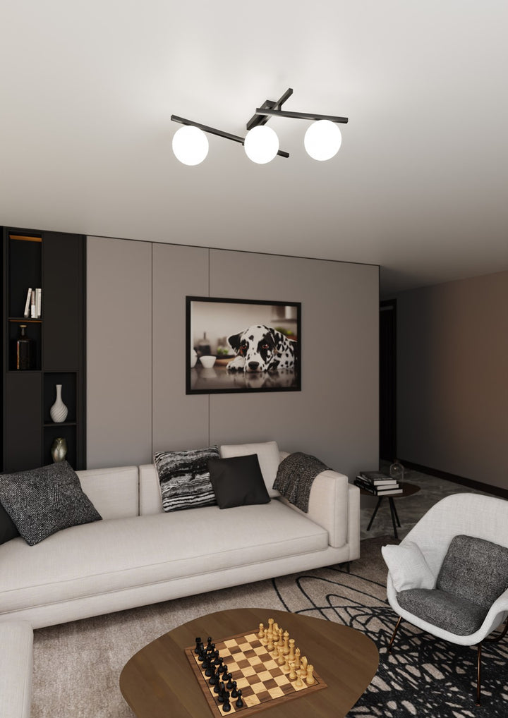 Plafoniera SMART 3 neagra si opal
