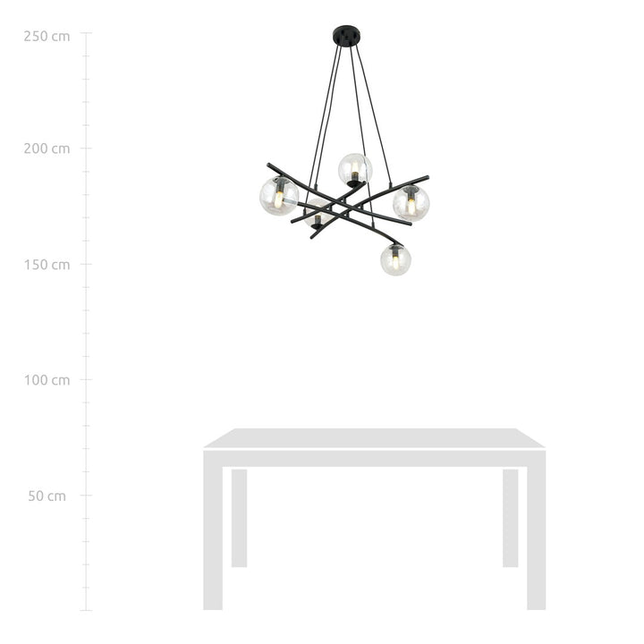 Lustra suspendata ESSA 5 cu abajur transparent