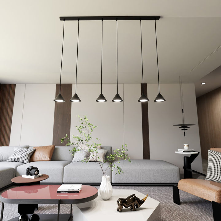 Lustra suspendata cu abajur conic ELIT 6 neagra
