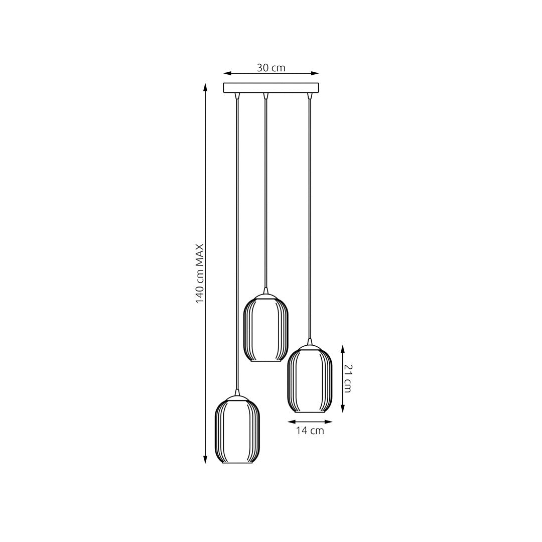 Lustra suspendata VERDI 3PREM neagra MIX