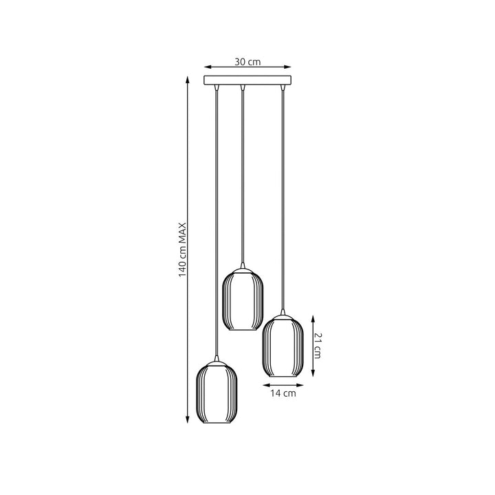 Lustra suspendata VERDI 3PREM neagra MIX