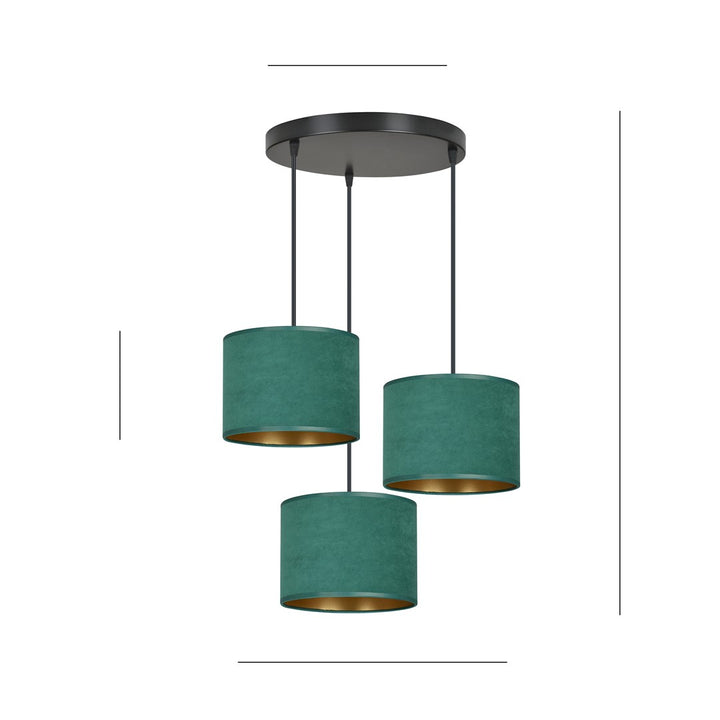 Lustra suspendata HILDE 3 neagra PREMIUM verde