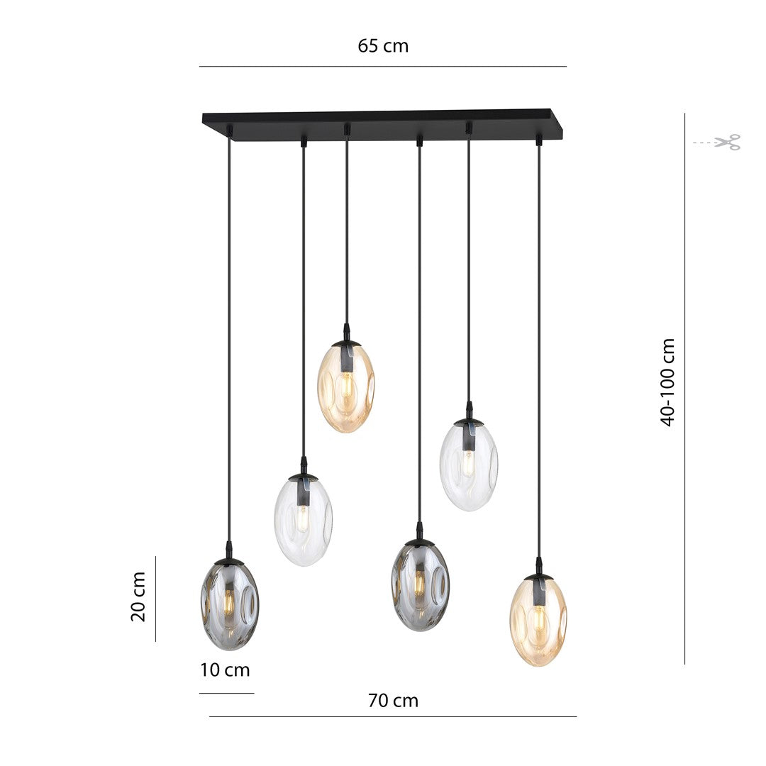 Lustra suspendata ASTRAL 6 neagra MIX