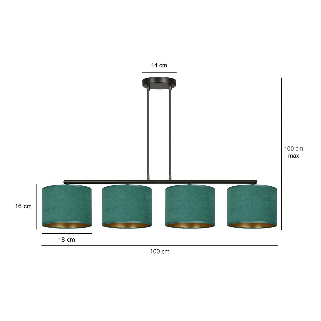 Lustra suspendata HILDE 4 neagra cu verde
