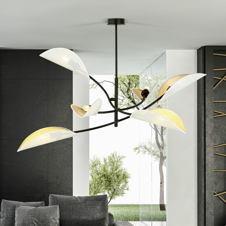 Lustra LOTUS 6 alba cu auriu