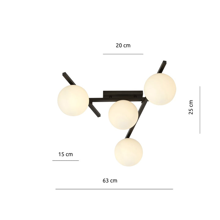 Plafoniera SMART 4 neagra si opal