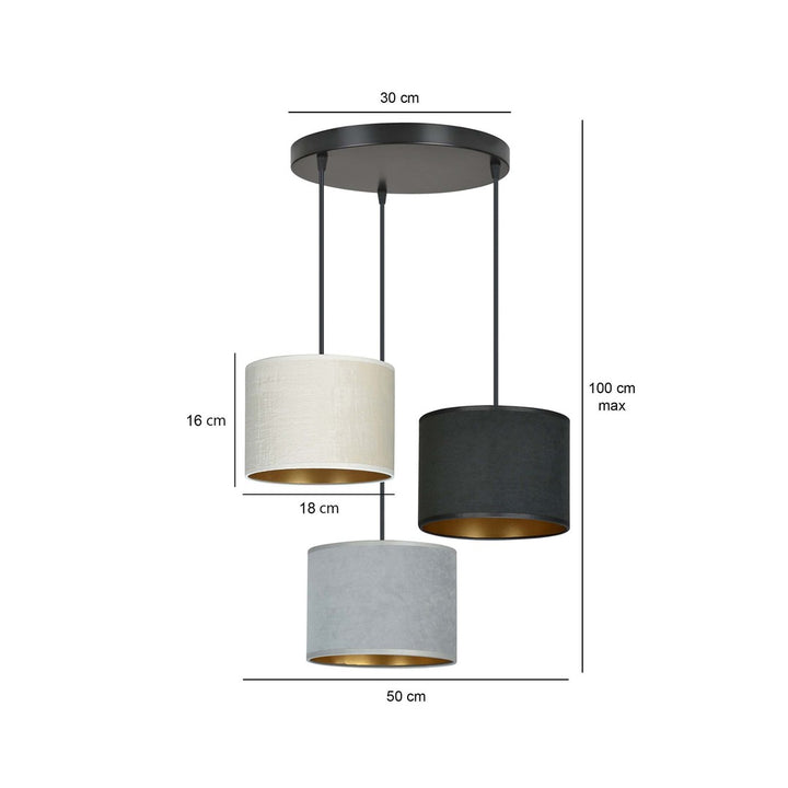 Lustra suspendata HILDE 3 neagra PREMIUM MIX