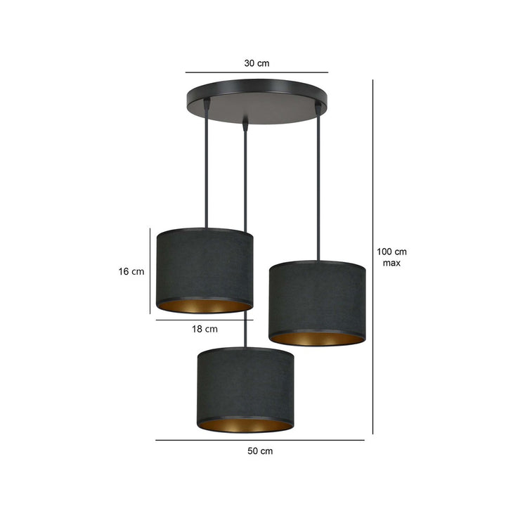 Lustra suspendata HILDE 3 neagra PREMIUM neagra