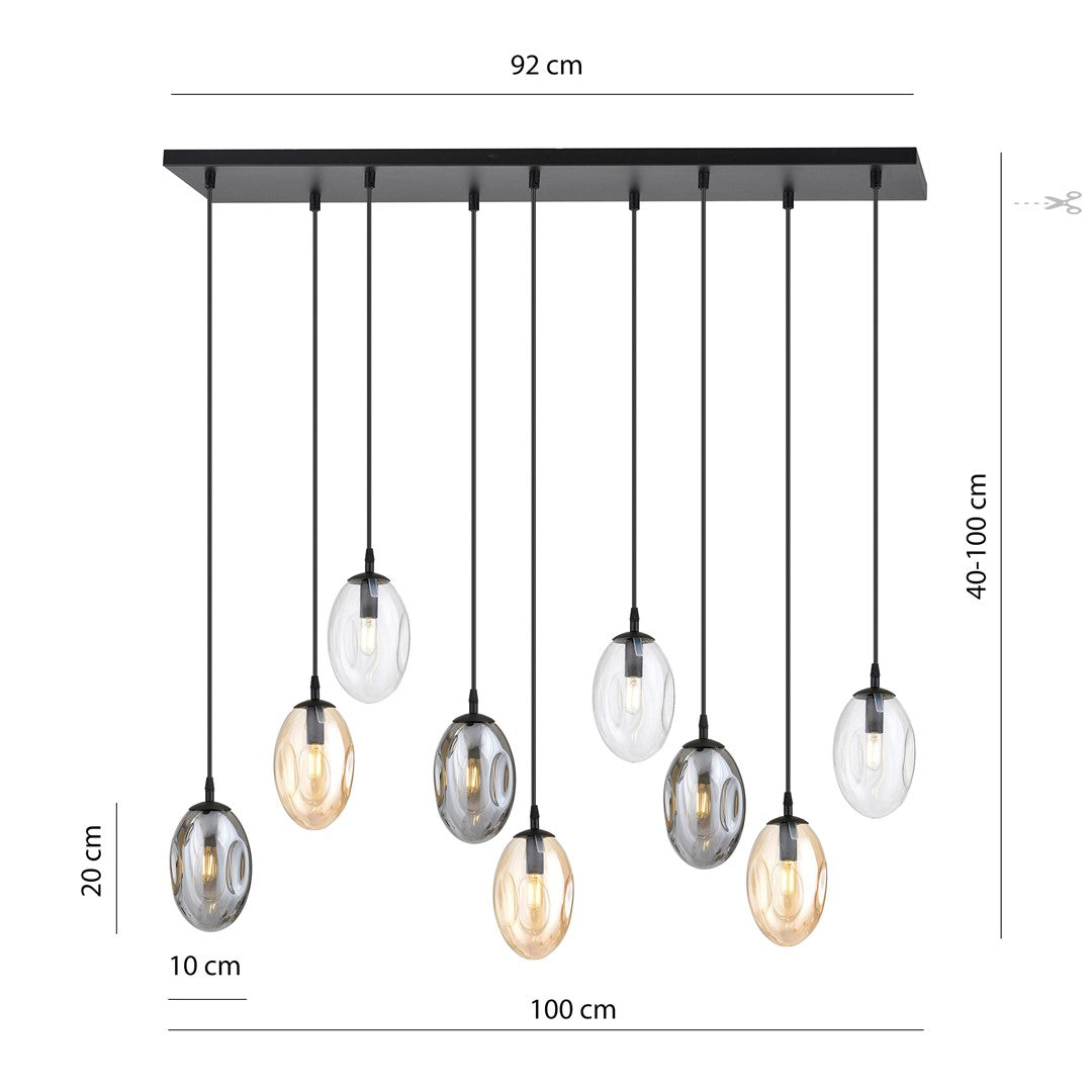 Lustra suspendata ASTRAL 9 neagra MIX
