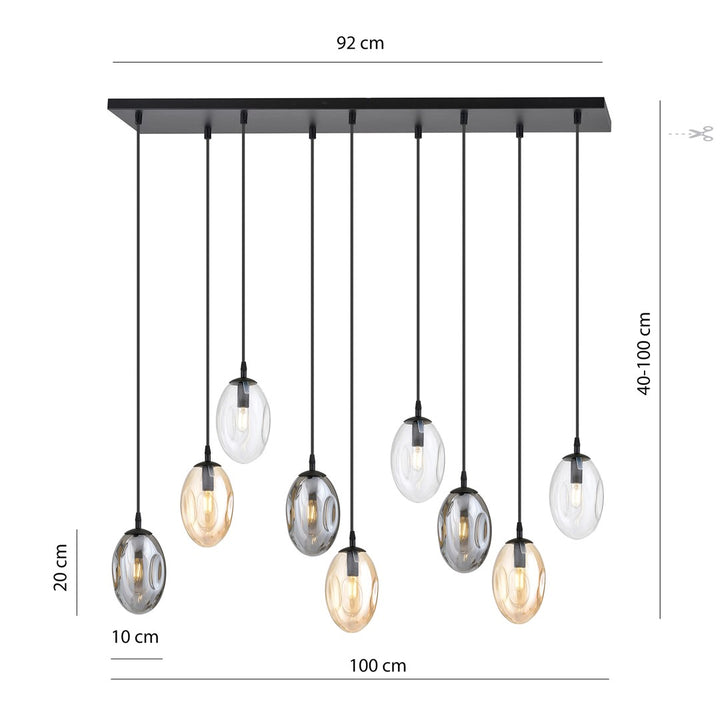 Lustra suspendata ASTRAL 9 neagra MIX