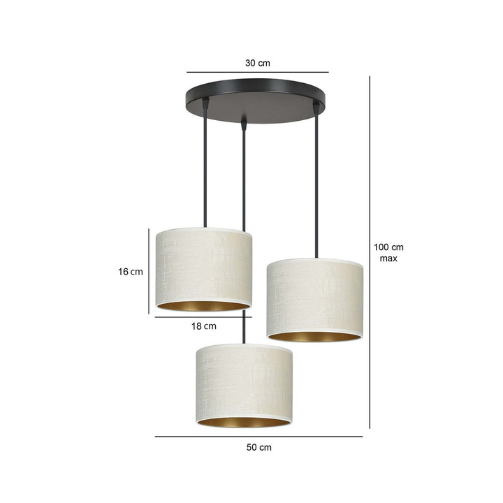 Lustra suspendata HILDE 3 neagra PREMIUM alba