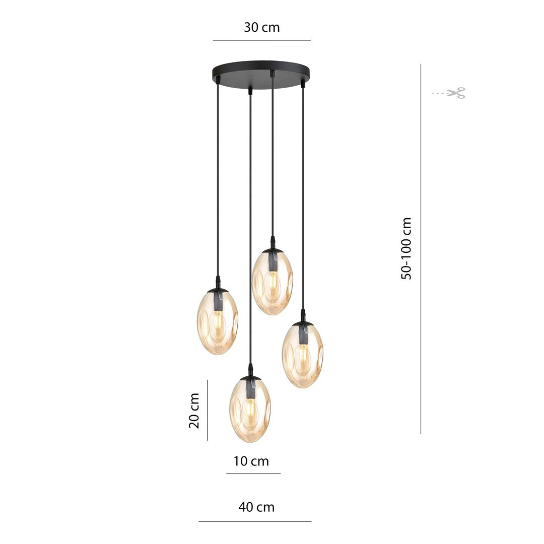 Lustra suspendata ASTRAL 4 neagra PREMIUM chihlimbar