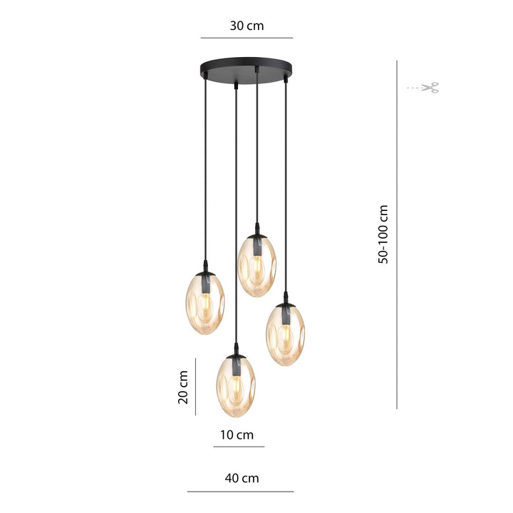 Lustra suspendata ASTRAL 4 neagra PREMIUM chihlimbar