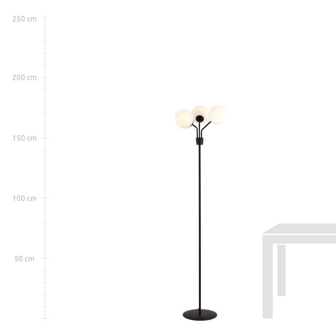 Lampa de podea NOVA LP3 BLACK/OPAL