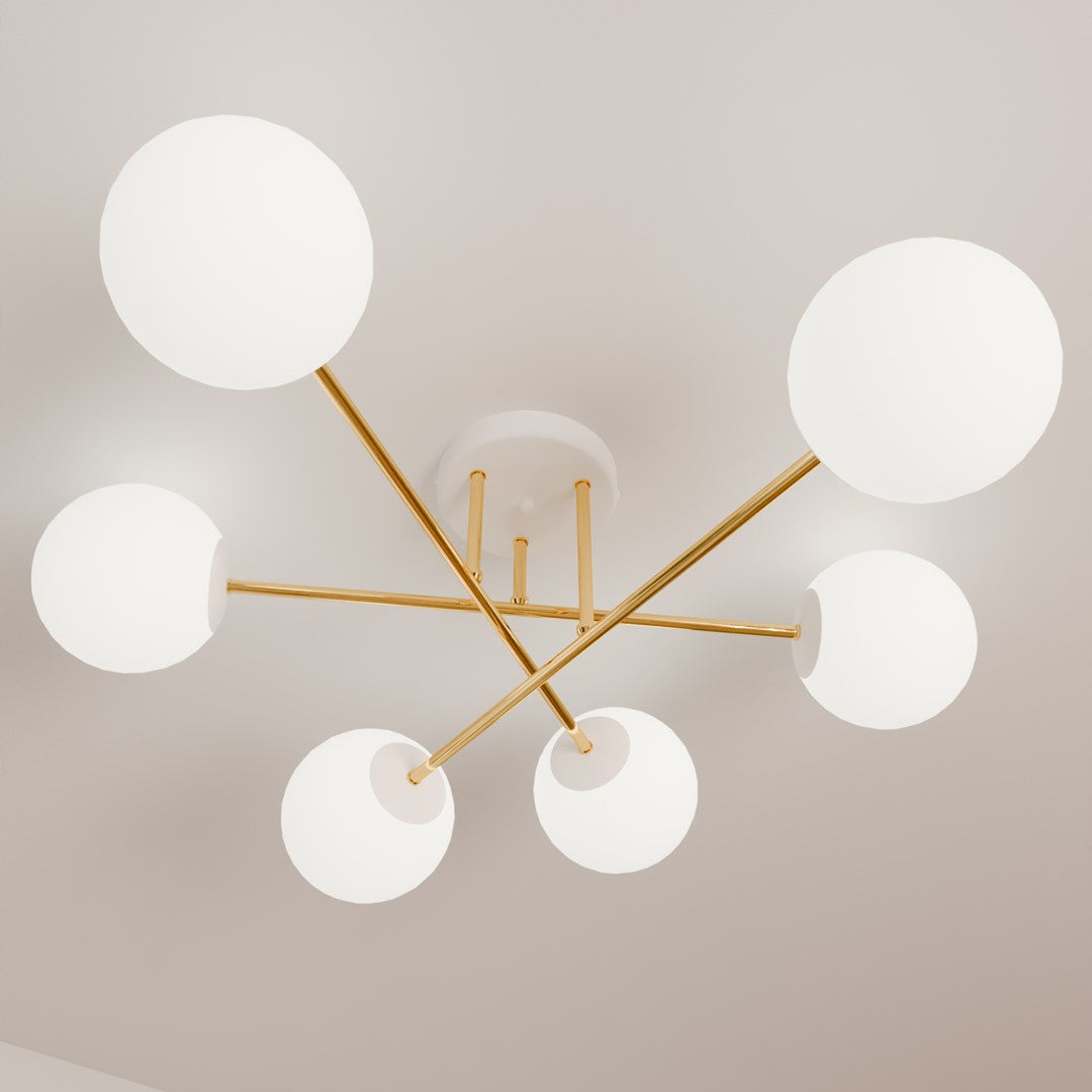 Plafoniera MAGNUM 6 WH cu abajur opal