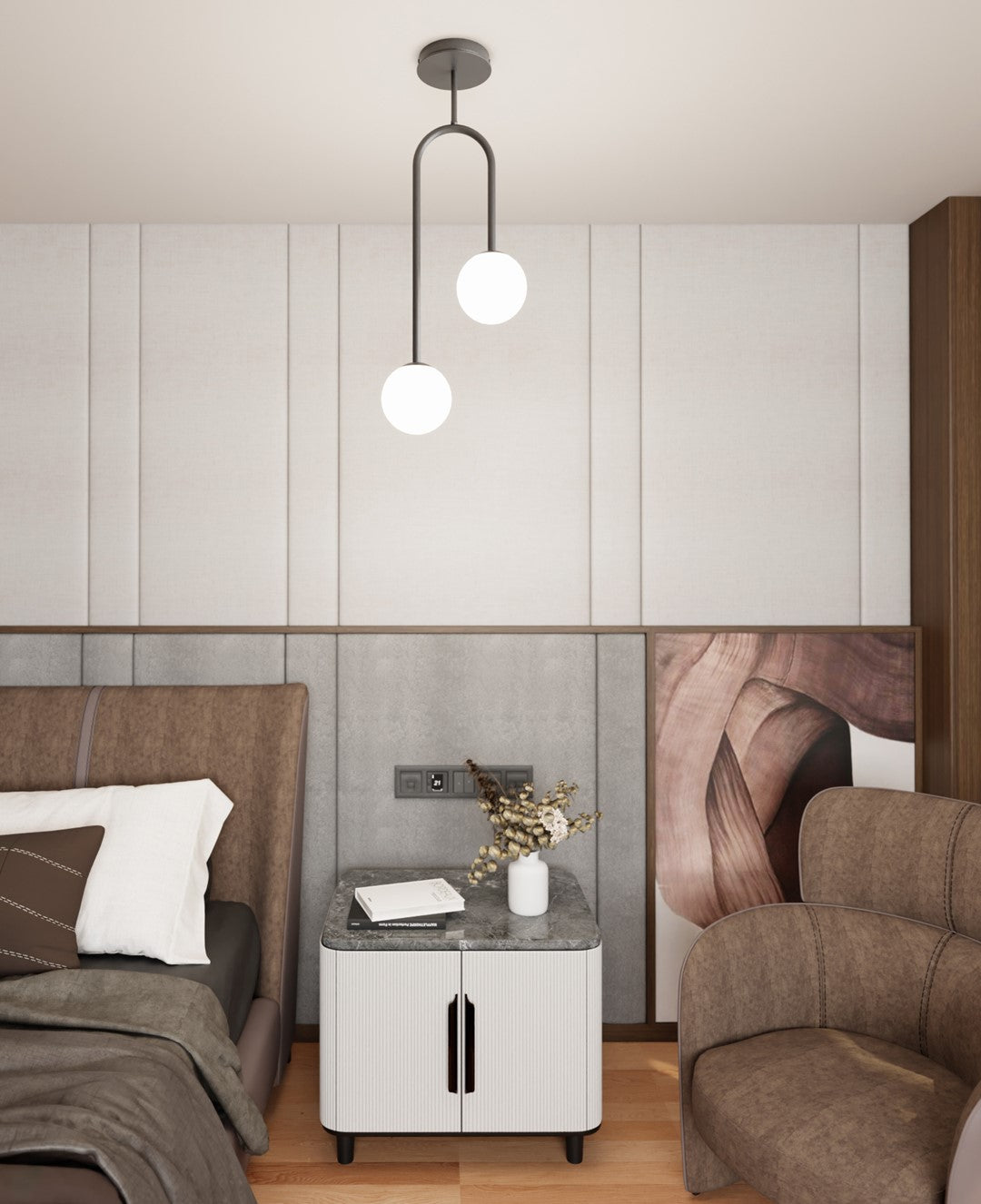 Lustra ATRIA 2 neagra cu abajur opal