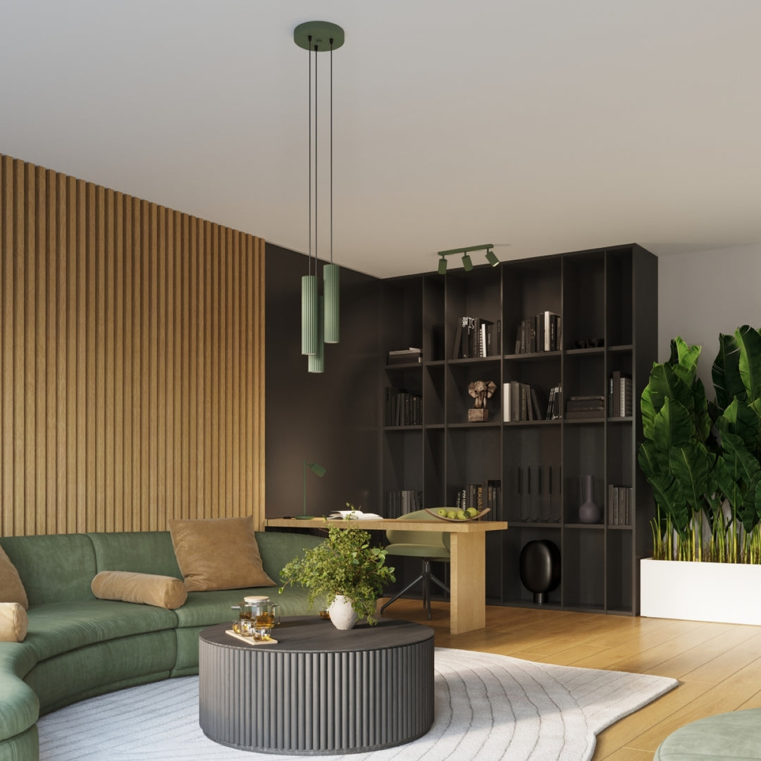 Lampa suspendata KARBON 3P verde masliniu