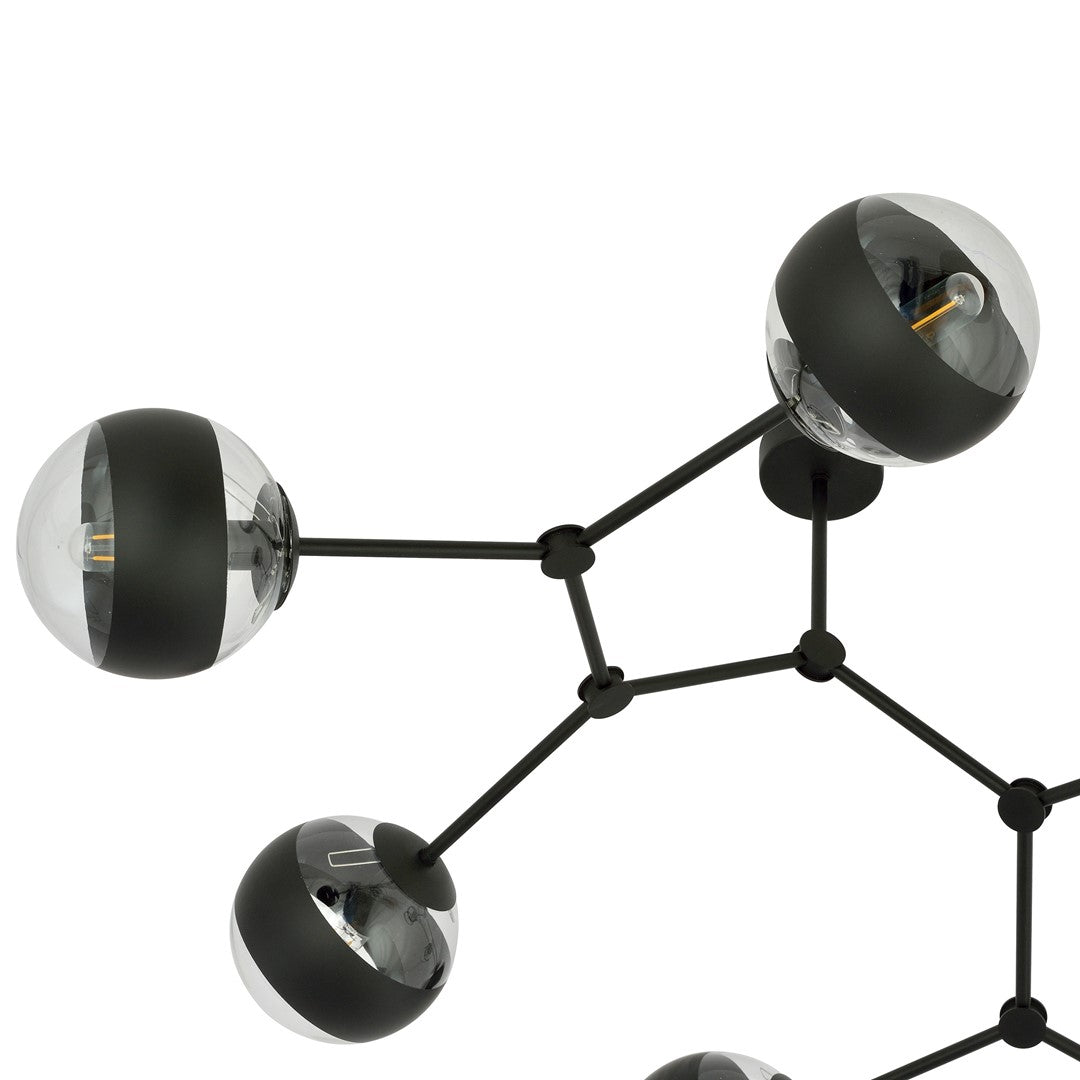 Plafoniera SPACE 6 neagra cu dungi