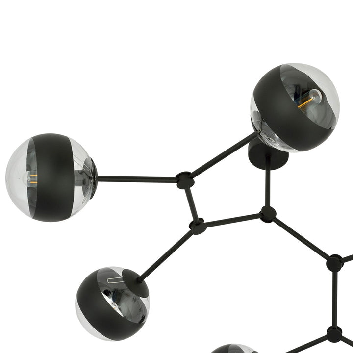 Plafoniera SPACE 6 neagra cu dungi
