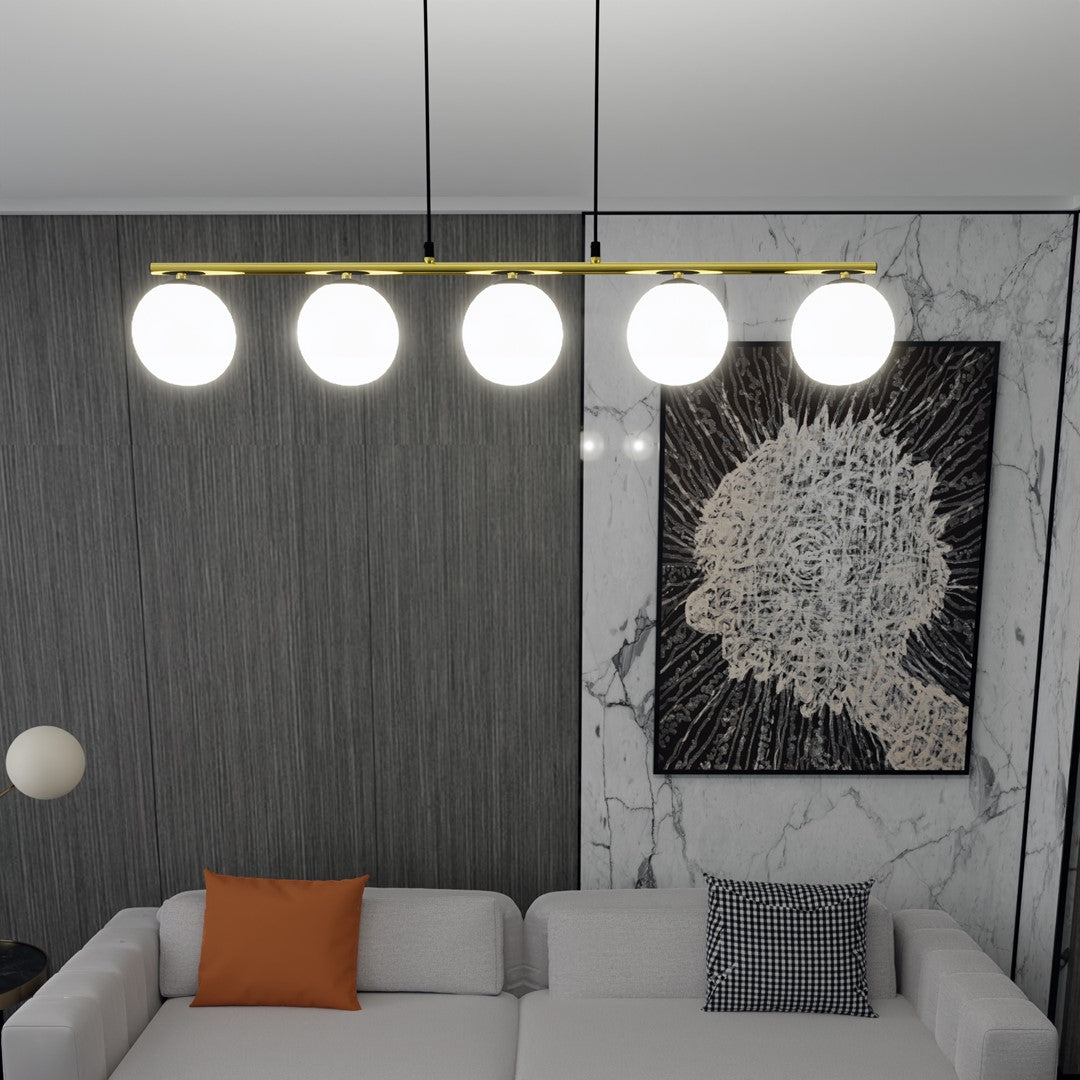 Lustra suspendata ALLORA 5 neagra OPAL