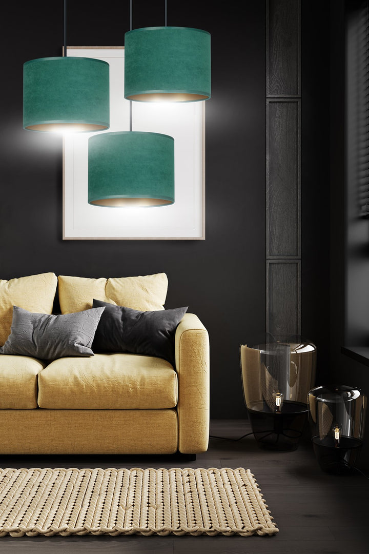 Lustra suspendata HILDE 3 neagra PREMIUM verde