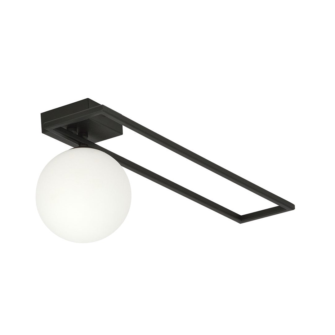 Plafoniera IMAGO 1C neagra cu abajur opal
