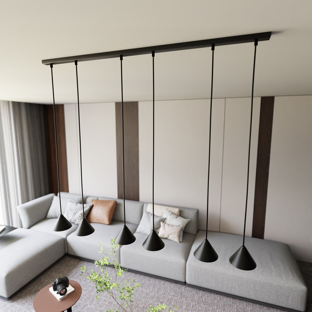 Lustra suspendata cu abajur conic ELIT 6 neagra