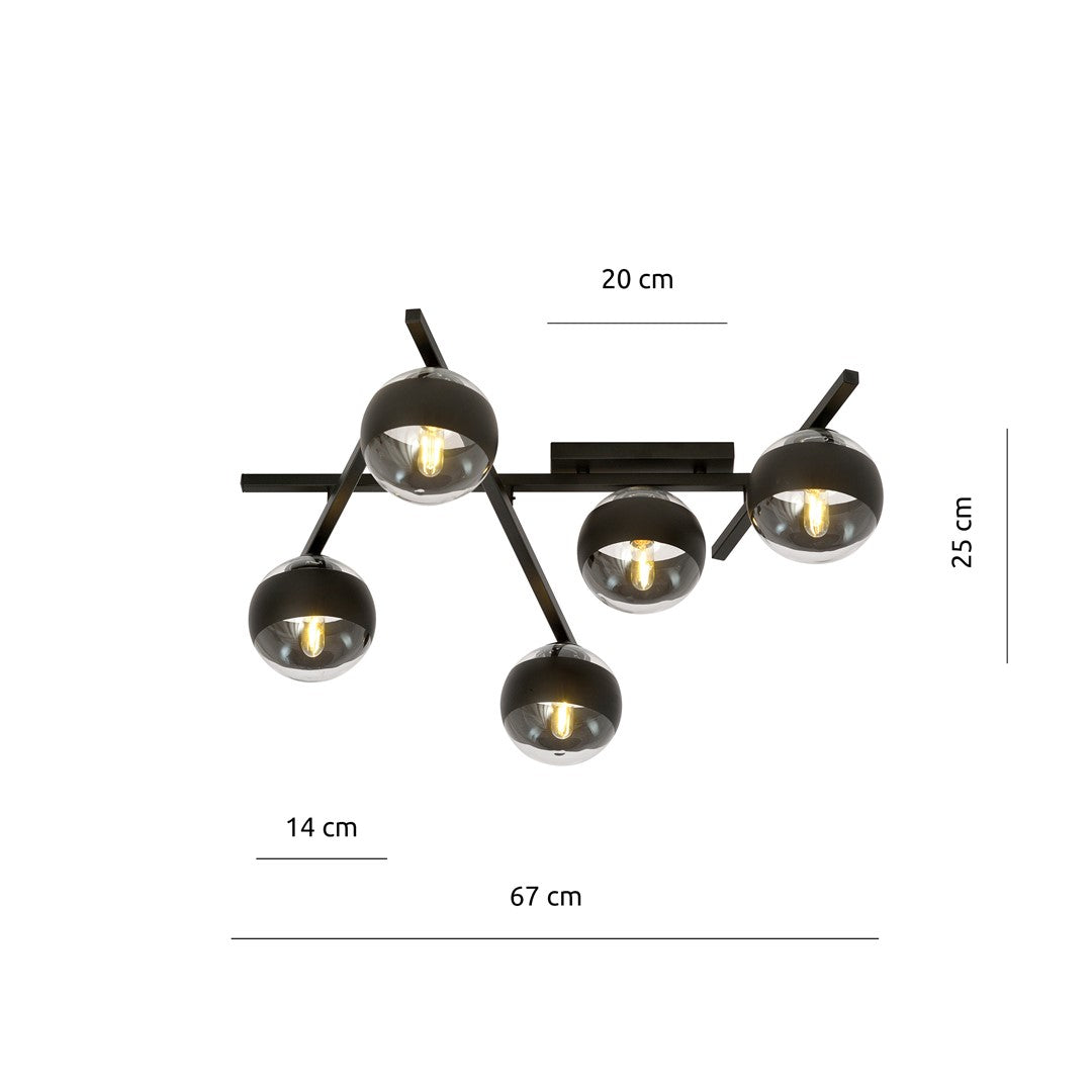 Plafoniera SMART 5 neagra cu dungi