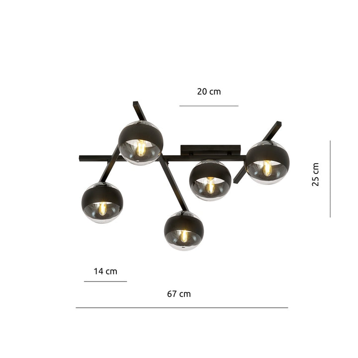 Plafoniera SMART 5 neagra cu dungi