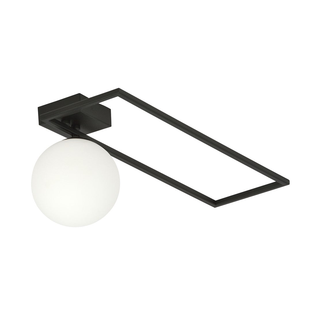 Plafoniera IMAGO 1B neagra cu abajur opal