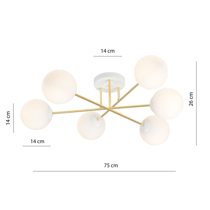 Plafoniera MAGNUM 6 WH cu abajur opal