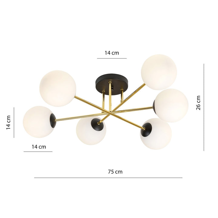 Plafoniera MAGNUM 6 BL cu abajur opal