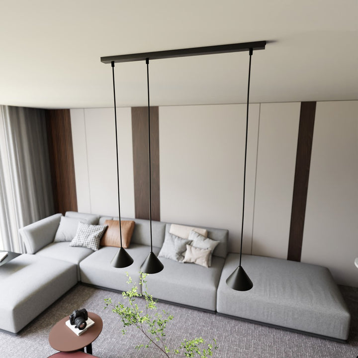 Lustra suspendata cu abajur conic ELIT 3 neagra