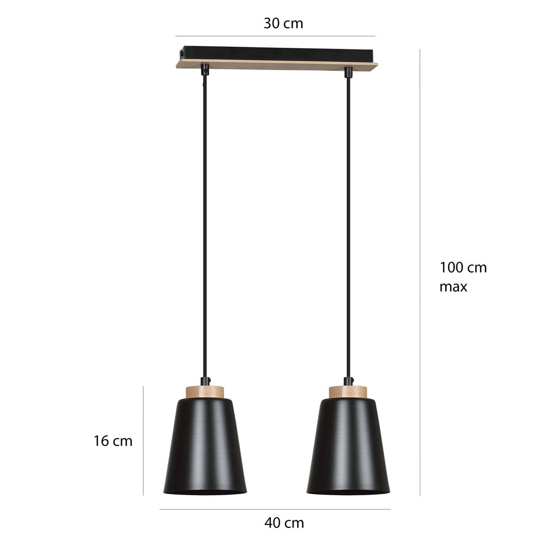 Lustra suspendata cu 2 pendule BOLERO 2 neagra