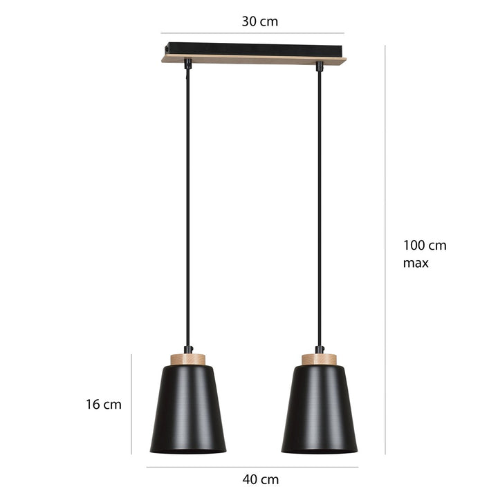 Lustra suspendata cu 2 pendule BOLERO 2 neagra