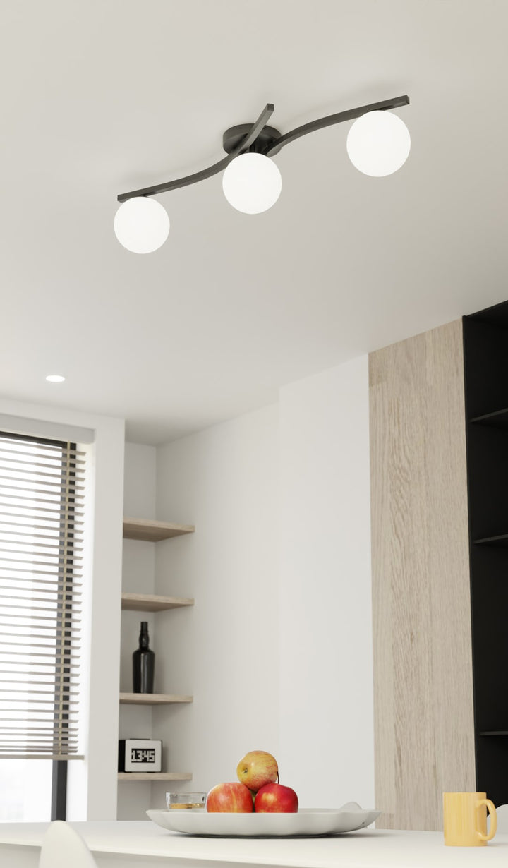 Plafoniera OPUS 3 neagra OPAL