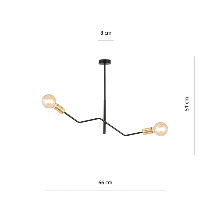 Lustra BOLT 2 neagra cu auriu