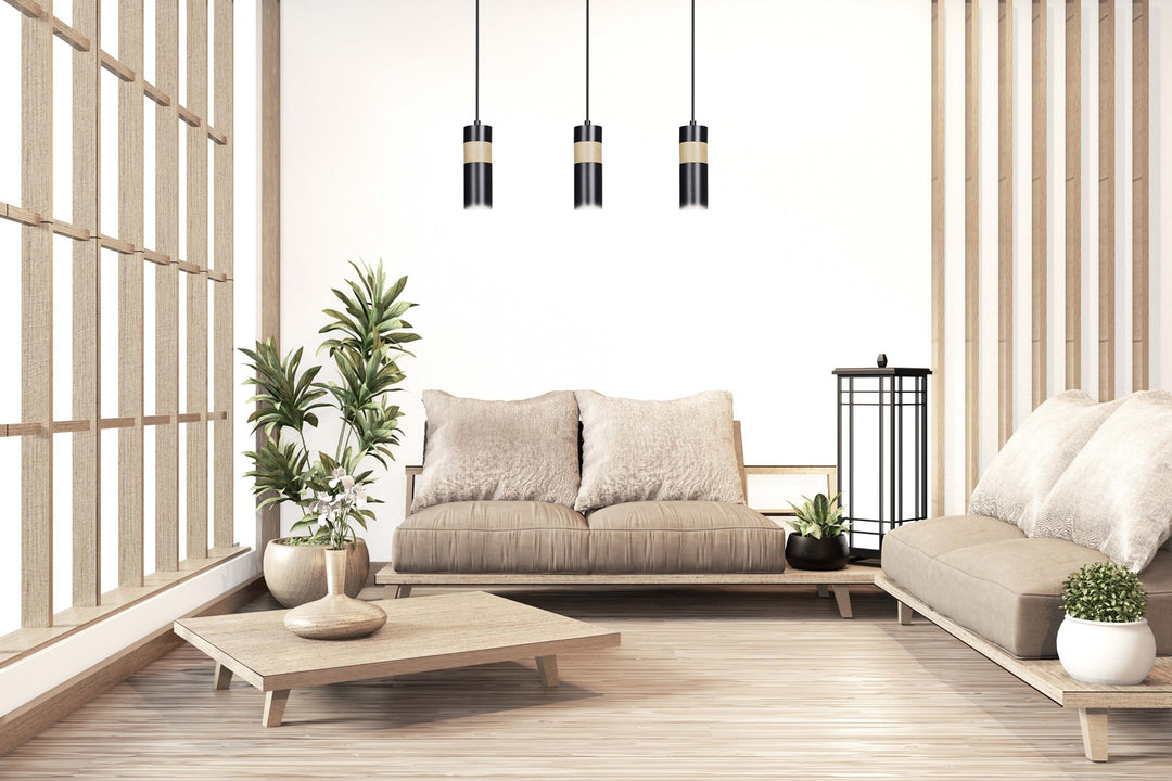Lustra suspendata cu 3 pendule AKARI 3 neagra
