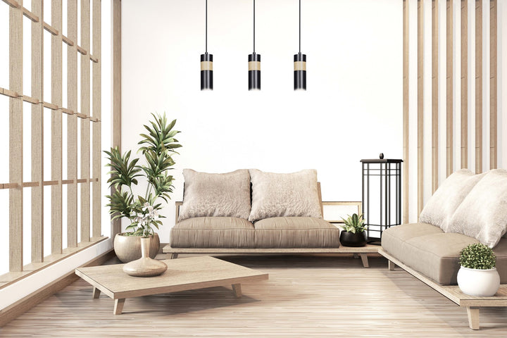 Lustra suspendata cu 3 pendule AKARI 3 neagra