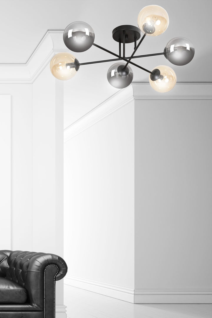 Plafoniera BRENDI 6B neagra MIX 3