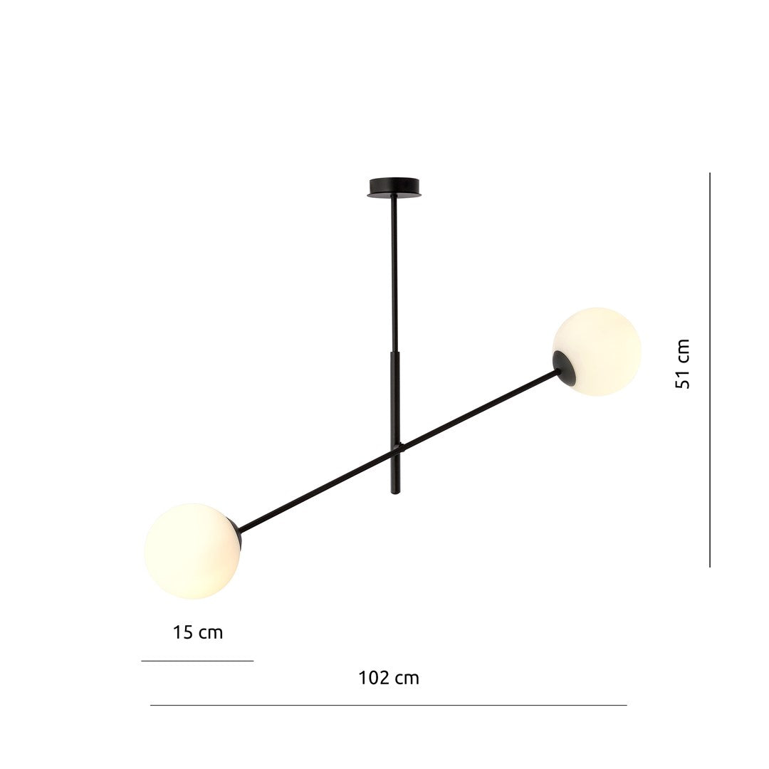 Lustra LINEAR 2 neagra/opal
