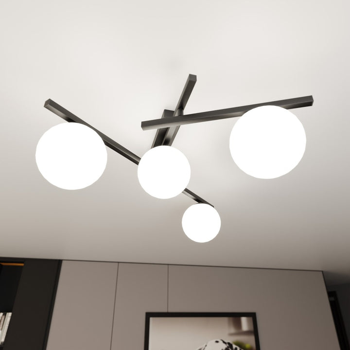 Plafoniera SMART 4 neagra si opal